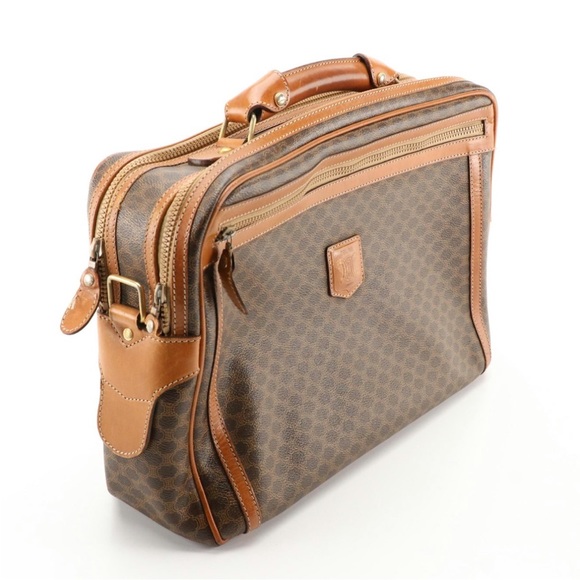 Celine LapTop Bag-Double Zip Soft Carry-On Bag in Macadam Canvas and Leather - Picture 3 of 6